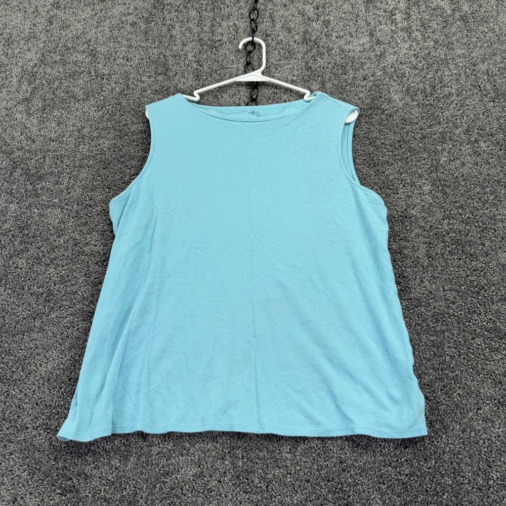 Croft & Barrow Tank Top Womens XXL Blue Sleeveless Cotton Jersey Summer Casual